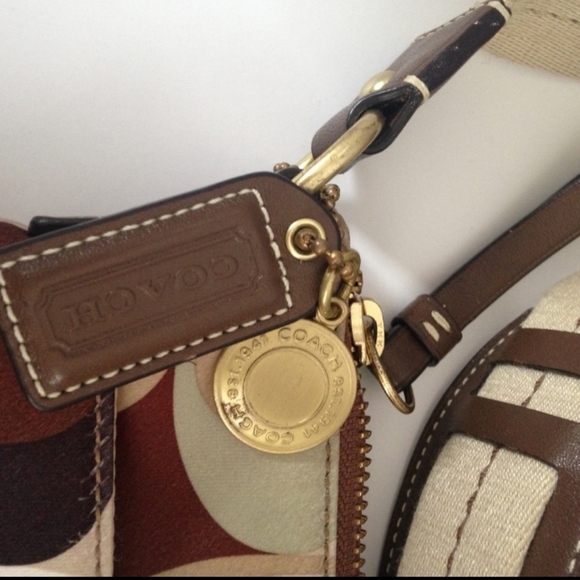 Coach 40659 Multicolor Scarf Print Tote Crossbody Bag Purse satin - Picture 6 of 9